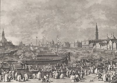 Levy 5: Doge Bucintorossa lähdössä Porto di Lidoon helatorstaina, f..., n. 1766. tekijältä Giovanni Battista Brostoloni