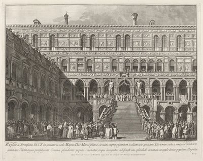 Herttuapalatsin Scala dei Gigantissa kruunattu doge, 17631766. tekijältä Giovanni Battista Brostoloni