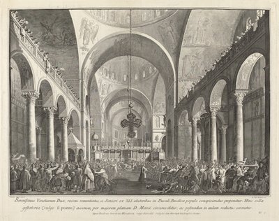 Vastavalittu doge esiteltiin ihmisille San Marcossa, 17631766. tekijältä Giovanni Battista Brostoloni