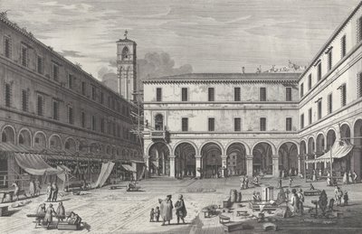 Näkymä torille lähellä San Giacomon kirkkoa, 1763, 1763. tekijältä Giovanni Battista Brostoloni