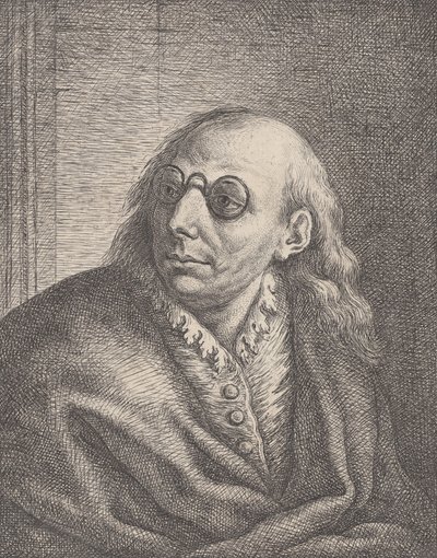 Luca Giordanon muotokuva, pyöreät silmälasit ja katso vasemmalle, 1692-1727., 1692-1727. tekijältä Giovanni Battista Catenaro
