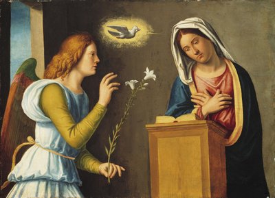 Ilmoitus Neitsyelle, 150005 (maali puulevylle) tekijältä Giovanni Battista Cima da Conegliano