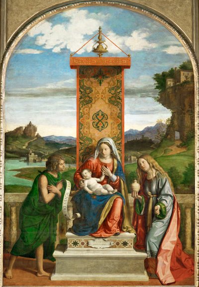 Neitsyt ja lapsi Pyhän Johannes Kastajan ja Pyhän Johannes Kastajan välissä
Saint Madeleine ... tekijältä Giovanni Battista Cima da Conegliano