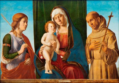 Madonna ja lapsi pyhien Ursulan ja Franciscus Assisilaisen välillä, n. 1495. tekijältä Giovanni Battista Cima da Conegliano