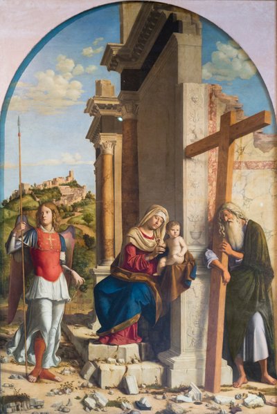 Madonna lapsen kanssa Mikaelin ja Andreaksen välissä tekijältä Giovanni Battista Cima da Conegliano