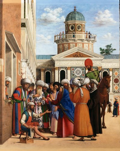 Pyhän Markuksen Anianuksen parantaminen, n. 1497 tekijältä Giovanni Battista Cima da Conegliano