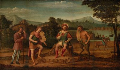 Midaksen tuomio. Musiikkikilpailu Apollon ja Marsyasin välillä tekijältä Giovanni Battista Cima da Conegliano