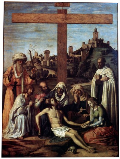 Valituslaulu Kristuksesta karmeliittimunkin kanssa, n. 1510. tekijältä Giovanni Battista Cima da Conegliano
