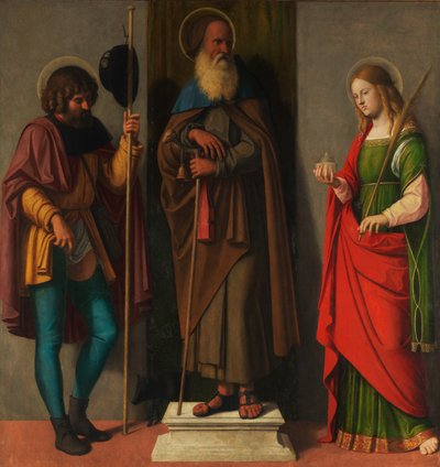 Kolme pyhimystä: Roch, Anthony Abbot ja Lucy, noin 1513 (öljy kankaalle, siirretty puusta). tekijältä Giovanni Battista Cima da Conegliano