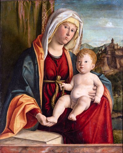 Neitsyt ja lapsi, kirjoittanut Cima da Conegliano, Giovanni Battista (noin 1459-1517). Öljy puulle, koko: 84x71,7, 1400-luvun loppu, Cini Foundation, Venetsia tekijältä Giovanni Battista Cima da Conegliano