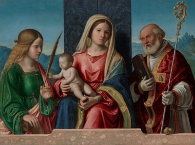 Neitsyt ja lapsi pyhien Katariinan ja Nikolauksen kanssa tekijältä Giovanni Battista Cima da Conegliano