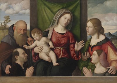 Neitsyt ja lapsi pyhien ja lahjoittajien kanssa, n. 1515 (öljy puulle) tekijältä Giovanni Battista Cima da Conegliano