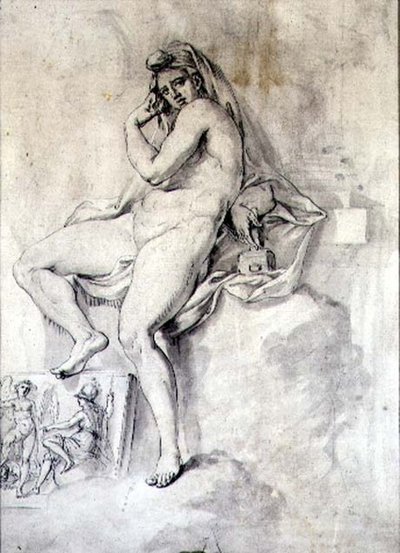 Veistoksen naishenkilöstö, n. 1770 (kynä ja muste paperille) tekijältä Giovanni Battista Cipriani