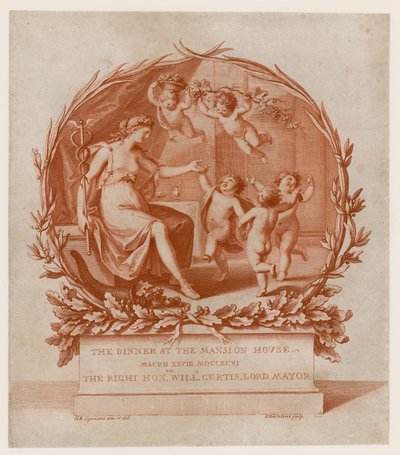 Kutsu illalliselle Mansion Houseen Lontoossa 28. maaliskuuta 1796 (kaiverrus) tekijältä Giovanni Battista Cipriani