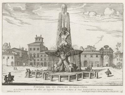 Triton-suihkulähde Piazza Barberinilla Roomassa Suihkulähde Mr. Pallestrinan prinssi (otsikko esineessä) Fountains of Rome (sarjan nimi) Fonteinen van Rome (sarjan nimi) tekijältä Giovanni Battista Falda