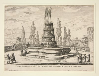 Suihkulähde Ludovisi-palatsin puutarhassa Frascatissa tekijältä Giovanni Battista Falda