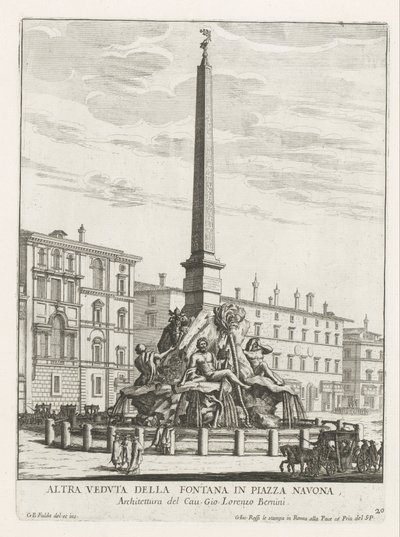 Vierstromenfontein Piazza Navona te Roomassa Fontana Piazza Navonalla (otsikko esineessä) Fontane di Roma (sarjan nimi) Fonteinen van Rome (sarjan nimi) tekijältä Giovanni Battista Falda