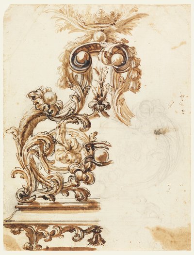 Piirustus, Suunnitelma kullattua pronssikoristetta varten, 1680-1700 tekijältä Giovanni Battista Foggini
