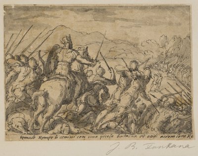 Acron hyökkää Romuluksen kimppuun tekijältä Giovanni Battista Fontana