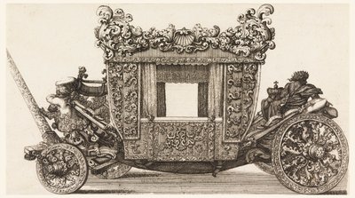 Sivukuva Lord Castelmainen ensimmäisestä vaunusta (1686), jonka Andrea Cornely rakensi vuonna 1686 Ciro Ferrin jälkeen, 1687-1700 tekijältä Giovanni Battista Lenardi