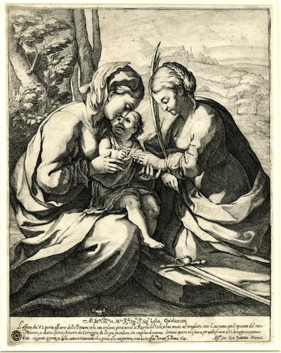 Giovanni Battista Mercati - Pyhän Katariinan mystinen avioliitto, jonka sormeen Kristus asettaa sormuksen; Correggion mukaan. 1620, 1837,0408.160 tekijältä Giovanni Battista Mercati