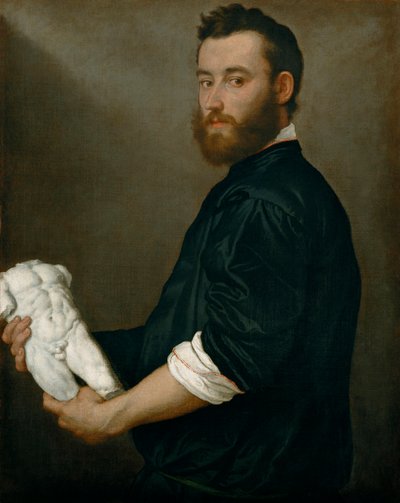 ""Muotokuva kuvanveistäjä Alessandro Vittoriasta (1525-1608)"" (Sculptor Alessandro Vittoria (1525-1608)) Giovan Battista Moronin (1520/25-1578) maalaus - noin 1552-xil 8 tölkki 2552-1608. .6 cm Art History Museum, Wien tekijältä Giovanni Battista Moroni