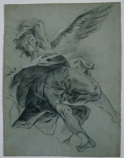 Lentävä enkeli (recto); Soittimien käsien soitto (käänteinen) tekijältä Giovanni Battista Piazzetta