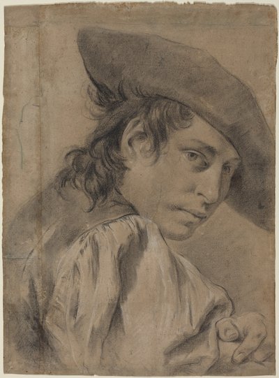 Nuori mies leveälierisessä hatussa tekijältä Giovanni Battista Piazzetta