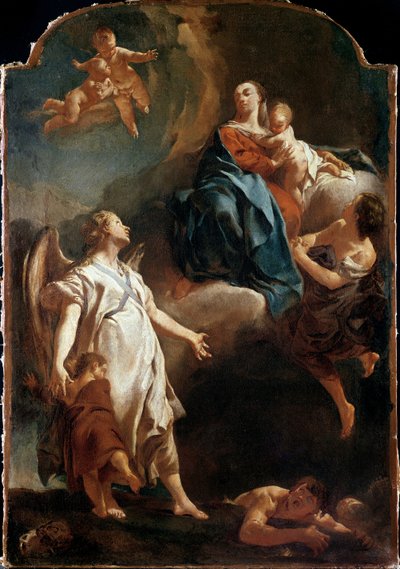 Madonnan ilmestyminen suojelusenkelille tekijältä Giovanni Battista Piazzetta