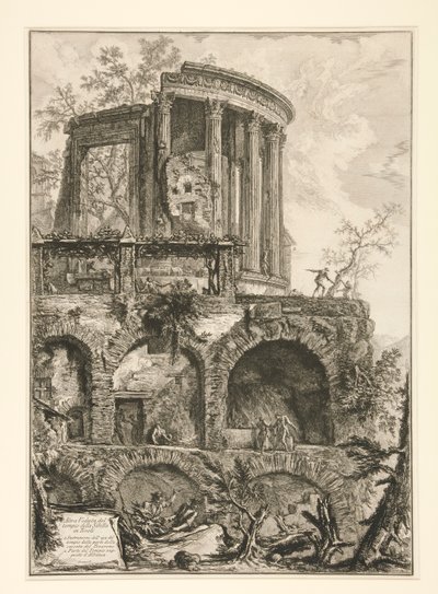 Toinen näkymä Sibylin temppelistä Tivolissa Vedute di Romasta tekijältä Giovanni-Battista Piranesi