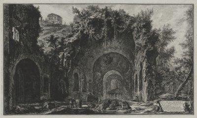 Näkymä Egerian lähteelle ja luolalle Porta Capenan eli San Sebastianon portin ulkopuolella (teoksesta Vedute di Roma) tekijältä Giovanni Battista Piranesi