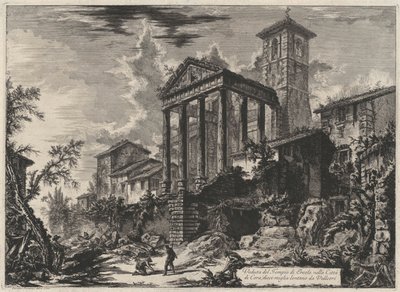 Näkymä Herkuleen temppelille Coran kaupungissa, kymmenen mailin päässä Velletristä (teoksesta: Vedute di Roma) tekijältä Giovanni Battista Piranesi