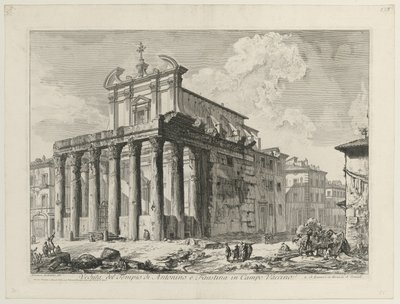 Näkymä Antoniuksen ja Faustinan temppelistä tekijältä Giovanni Battista Piranesi