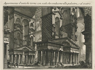 Muinaisten kylpylöiden tavarat, joiden portaat johtavat palestariin ja teatteriin tekijältä Giovanni Battista Piranesi