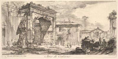 Galienuksen kaari. 1. S. Vito Arco di Gallienon kirkon julkisivu. 1. Facciata of the..., n. 1748. tekijältä Giovanni Battista Piranesi