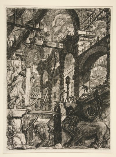 Carceri, V: Leijonan bas-reliefit tekijältä Giovanni-Battista Piranesi