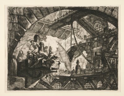Carceri, X: Vankeja ulkonevalla tasanteella tekijältä Giovanni Battista Piranesi