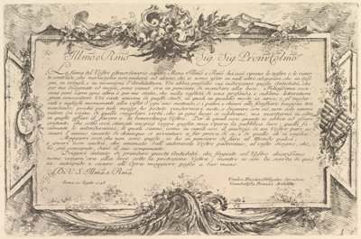 Omistautuminen Giovanni Bottarille Omistus Bottarille, n. 1748. tekijältä Giovanni Battista Piranesi