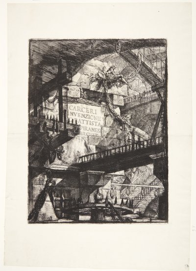 Kuvitteellinen vankila. Otsikko tekijältä Giovanni Battista Piranesi