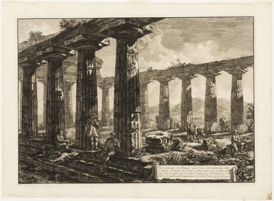 Sisänäkymä temppelistä, jonka uskotaan olleen omistettu Junolle, eri näkymistä Paestumiin tekijältä Giovanni Battista Piranesi