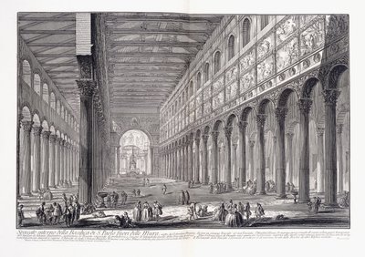 Pyhän Paavalin basilikan sisätilat muurien ulkopuolella tekijältä Giovanni Battista Piranesi