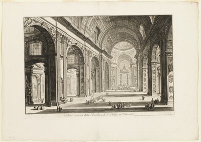 Vatikaanin Pietarinkirkon sisäkuva, julkaisusta Views of Rome (Rooma). tekijältä Giovanni Battista Piranesi