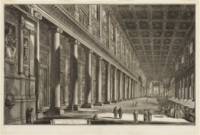 Sisäkuva S. Maria Maggioren basilikasta Rooman näkymistä tekijältä Giovanni-Battista Piranesi
