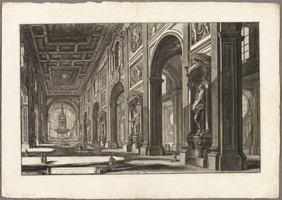 Lateranin Pyhän Johanneksen basilikan sisäkuva Rooman näkymistä tekijältä Giovanni-Battista Piranesi