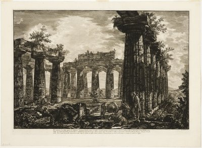 Sisäkuva niin sanotusta College des Anfictionsista, Paestumista tekijältä Giovanni Battista Piranesi