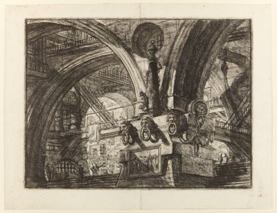 Keksintöjen vankilat, levy XV: Laituri, jossa on lamppu. tekijältä Giovanni Battista Piranesi