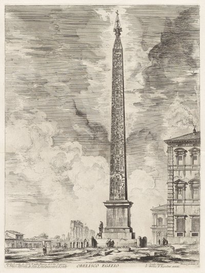 Egyptiläinen obeliski. Sixtus V pystytti sen Piazza di San Giovanni in Lateranolle, teoksesta "Näkymiä Roomasta" tekijältä Giovanni Battista Piranesi
