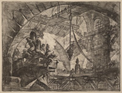 Vankeja ulkonevalla tasanteella tekijältä Giovanni Battista Piranesi