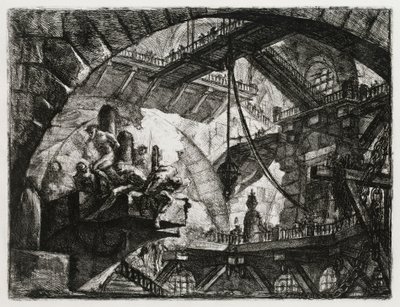 Vankeja ulkonevalla tasanteella tekijältä Giovanni Battista Piranesi