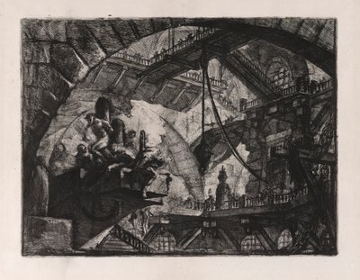 Vangit ulkonevalla alustalla, levy 10, Carceri d tekijältä Giovanni Battista Piranesi